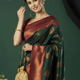 HI FI NX Woven Design Zari Pure Silk Banarasi Saree image 4