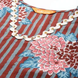 Indo Era Women Printed Regular Pure Cotton Kurta with Trousers & With Dupatta image 4