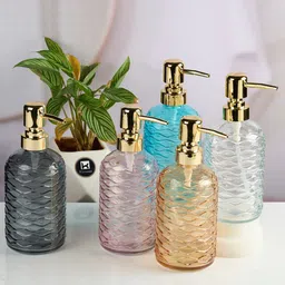 Kookee Blue & Grey 2 Pieces Textured Glass Soap Dispensers 400ml image 5