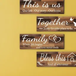 eCraftIndia Brown 4 Pieces Printed Wooden Wall Hangings-image-34