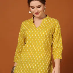 Anouk Rustic Women Ethnic Motifs Printed Mandarin Collar Cotton Top-image-89
