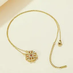 BEYTER Gold-Plated Stones Studded Pendants With Chains-picture-57