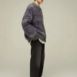 Mast & Harbour Men Striped Cardigan with Fuzzy Detail image 3