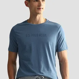 U.S. Polo Assn. Men Pack Of 2 Printed Pure Cotton Lounge T-Shirts image 2