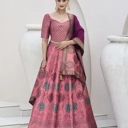 PURVAJA Woven Design Art Silk Lehenga & Unstitched Blouse With Dupatta-picture-14