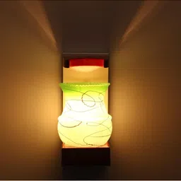 1ST TIME Green & Red Textured Wood Contemporary Abstract Shaped Shaped Wall Lamp image 5