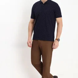 allen solly Men Regular Fit Brown Cotton Blend Trousers image 2
