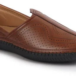 fausto Perforated Ethnic Round Toe Jutti for Wedding|Flexible Rubber Sole|Pathani Kurta Mojaris For Men image 3