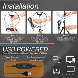 Flipkart SmartBuy 10 inch LED Selfie Ring Light with Mobile Holder for Photo, Video| 3 mode Ring Flash image 3