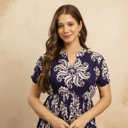 purshottam wala Printed Viscose Rayon Stitched Anarkali Gown image 5