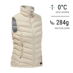 Women’s Mountain Trekking Sleeveless Down Gilet - MT500 Beige-image-2