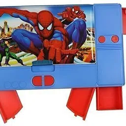 dimoris Jumbo Spiderman Pencil Box for Kids | Hidden Compartments | Built-in Sharpener Geometry Box-picture-19