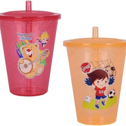 bluzap (Pack of 2) Cartoon Printed Straw with Sipper-007 Glass Water/Juice Glass-picture-10