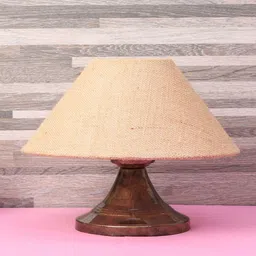 foziq Copper Metal & Natural Fiber Brown Colour Table Lamp image 2