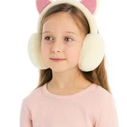 syga Winter Plush Crown Ear Earmuffs, Warm & Cozy for Kids & Adult Girls Off-White Ear Muff image 2