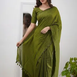 sutasari Solid/Plain Handloom Pure Cotton Saree image 2