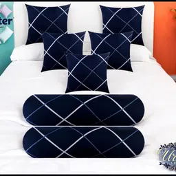 urmila creation Microfibre Bolster Pack of 7 Geometric 5 Cushion 2 Bolster-picture-10