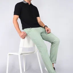 killer Men Slim Fit Light Green Polyester Trousers image 2