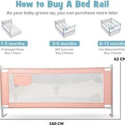baybee Bed Rail Guard Barrier for Baby Safety Adjustable Height Falling Protector Fence image 4