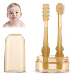 aadhya commerce 2 In 1 Toothbrush Tongue Brush Soft Silicone Bristle Toothbrush For Baby Extra Soft Toothbrush-picture-27
