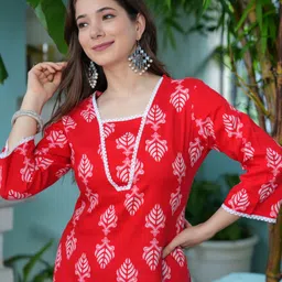 prisca Women Printed Viscose Rayon Straight Kurta image 1