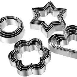 ebofab Cookie Cutter 12 Pcs Set Pastry Fruit Molds Stainless Steel Heart Flower Round Star Biscuit Mould Fondant Cutting Cutters With 4 Shape, Pieces Piece Cutter, Metal Cake Vegetable Set, Hearts Flowers Stars Silver (Pack of 12) Shapes Mold Decorating Tools Cookie Cutter (Pack of 12 Cookie Cutter-picture-29
