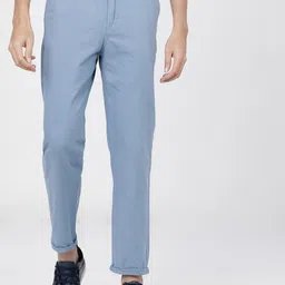ketch Men Slim Fit Light Blue Pure Cotton Trousers-picture-12
