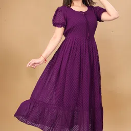 qena Solid Georgette Stitched Flared/A-line Gown image 2