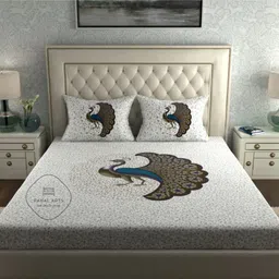 pahalarts Cotton Double Flat 144 TC Jaipuri Prints Bedsheet image 2