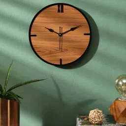 tangy oak Mdf And Acrylic Analog Saros Wall Clock image 1