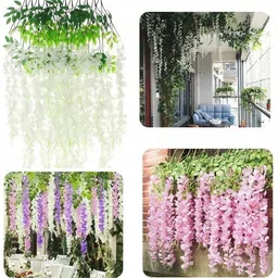 duggu item Artificial Hanging Wisteria Vine Pink Westeria, Ballmum Artificial Flower image 4