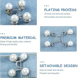 trexee 4set Adjustable Waist Buckle Jeans Button Pins Pant Waist Tightener Metal Buttons image 4