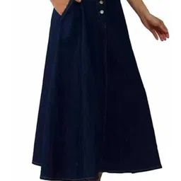 revella Women Solid A-line Blue Skirt-picture-27