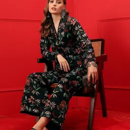 indo street Women Silk Blend Shirt Pant Set image 3