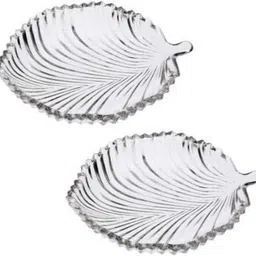 pkmsho Elegant Leaf Shape Plate Quarter Plate 4 PC K521 For Serving Dry Fruit, Gift & Decor Quarter Plate image 5