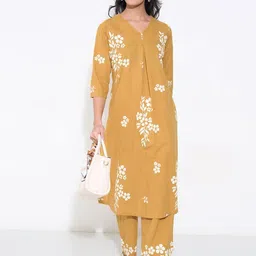 RANGMANCH BY PANTALOONS Women Floral Printed Regular Pure Cotton Kurta with Palazzos-picture-18