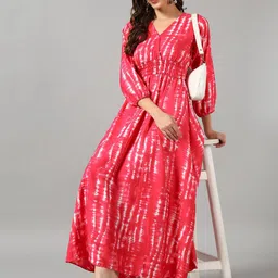 Raiyani Fashion Women Dyed V-Neck Fit and Flare Dress-picture-21