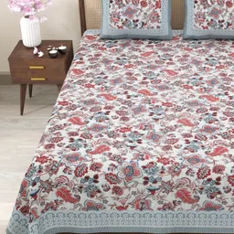 Myntra Elegant Homes Pink & White Printed 180 TC Cotton King Bedsheet Set 2.75 m x 2.25 m-picture-25