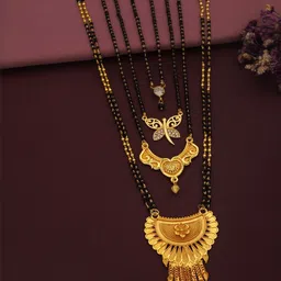 Bhanu diam Gold-Plated Brass Mangalsutra-picture-12