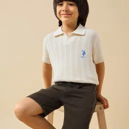 U.S. Polo Assn. Kids Boys Self Design Polo Collar Cotton T-shirt-picture-20