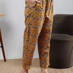 Polyglot Floral Printed Pure Cotton Shirt Collar Top With Trousers image 2