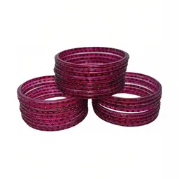 LLL FASHION Set Of 24 Red Glass Artificial Stones Bangle-picture-31