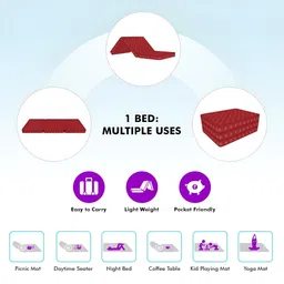 SLEEP SPA Maroon Soft Bounce 3-Fold Premium Orthopedic Single Mattress image 2