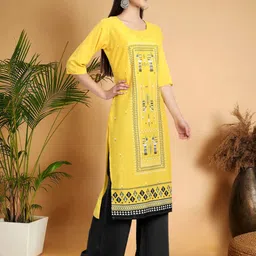 7Threads Women Ethnic Motifs Printed Sequinned Floral Crepe Kurta image 3
