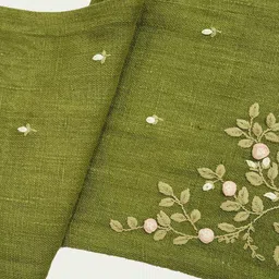 DESIGN GAATHA Green & Pink Floral Embroidered Pure Cotton Table Runner image 5