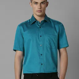 Louis Philippe Men Spread Collar Solid Cotton Formal Shirt-image-83