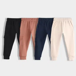 Orange Sugar Kids Pack Of 4 Cotton Mid-Rise Cargo-Joggers image 3