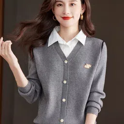 StyleCast Women Striped V-Neck Long Sleeves Cardigan Sweaters-image-57