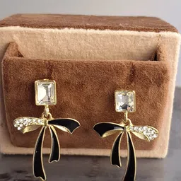 Zhouse Gold-Plated Crystals Studded Contemporary Shaped Drop Earrings-picture-21