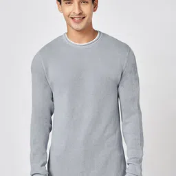 People Men Cotton Solid Round Neck Long Sleeves Pullover-picture-13